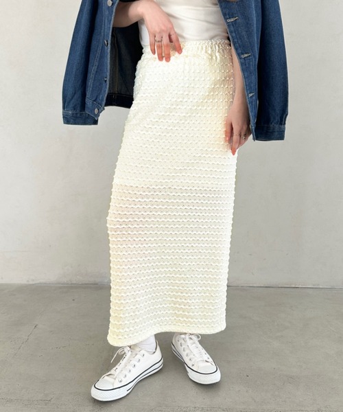 MYMOOD.（マイムード）の「ジャガードレースタイトスカート（スカート・レディース・ホワイト/ピンク/ブラック/アイボリー・FREE）」の13枚目の写真