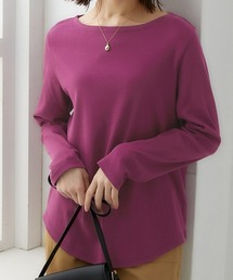 ＵＶカット綿１００％フライス素材ボートネック長袖Tシャツ