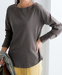 UVカット綿100%フライス素材ボートネック長袖Tシャツ
