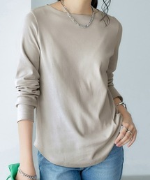 nissen | ＵＶカット綿１００％フライス素材ボートネック長袖Tシャツ(Tシャツ/カットソー)