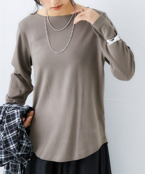 nissen（ニッセン）の「ＵＶカット綿１００％フライス素材ボートネック長袖Tシャツ（Tシャツ/カットソー・レディース・ブラック/チャコール/ライトグレー/グリーン/グリーン系その他/ブルー/ワイン/グリーン系その他2/オフホワイト・S/LL/L/M/3L）」の17枚目の写真