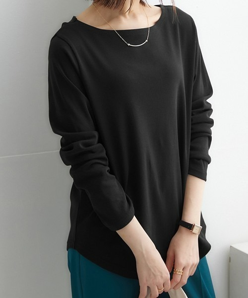 nissen（ニッセン）の「ＵＶカット綿１００％フライス素材ボートネック長袖Tシャツ（Tシャツ/カットソー・レディース・ブラック/チャコール/ライトグレー/グリーン/グリーン系その他/ブルー/ワイン/グリーン系その他2/オフホワイト・S/LL/L/M/3L）」の21枚目の写真