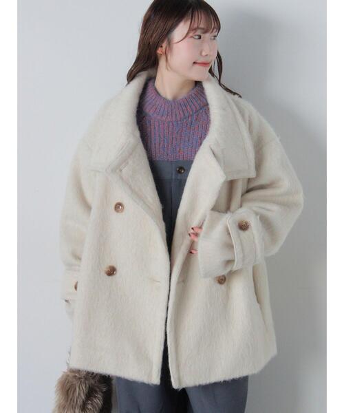 ehka sopo（エヘカソポ）の「シャギーミドル丈コート（その他アウター・レディース・グレー/オフホワイト/オリーブ・F）」の2枚目の写真