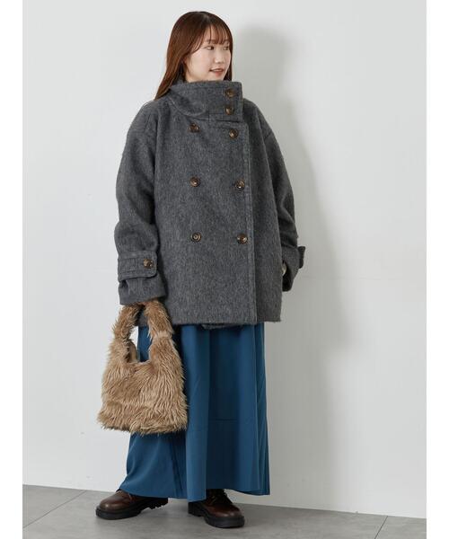 ehka sopo（エヘカソポ）の「シャギーミドル丈コート（その他アウター・レディース・グレー/オフホワイト/オリーブ・F）」の14枚目の写真