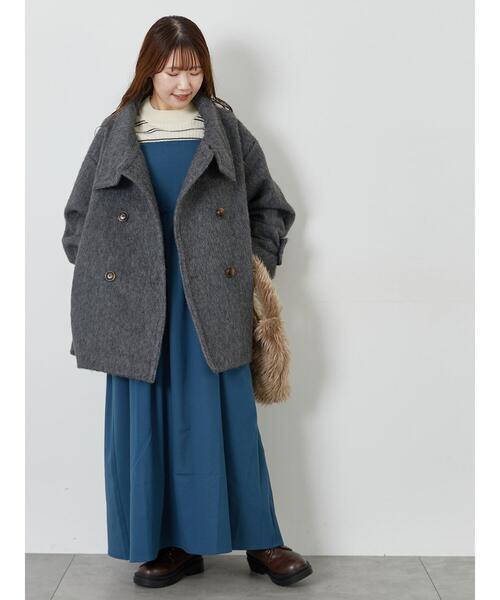 ehka sopo（エヘカソポ）の「シャギーミドル丈コート（その他アウター・レディース・グレー/オフホワイト/オリーブ・F）」の10枚目の写真