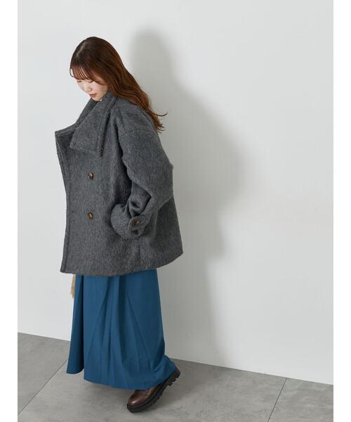 ehka sopo（エヘカソポ）の「シャギーミドル丈コート（その他アウター・レディース・グレー/オフホワイト/オリーブ・F）」の5枚目の写真