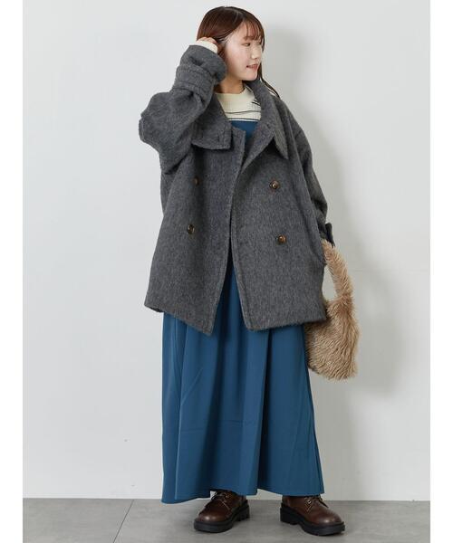 ehka sopo（エヘカソポ）の「シャギーミドル丈コート（その他アウター・レディース・グレー/オフホワイト/オリーブ・F）」の6枚目の写真