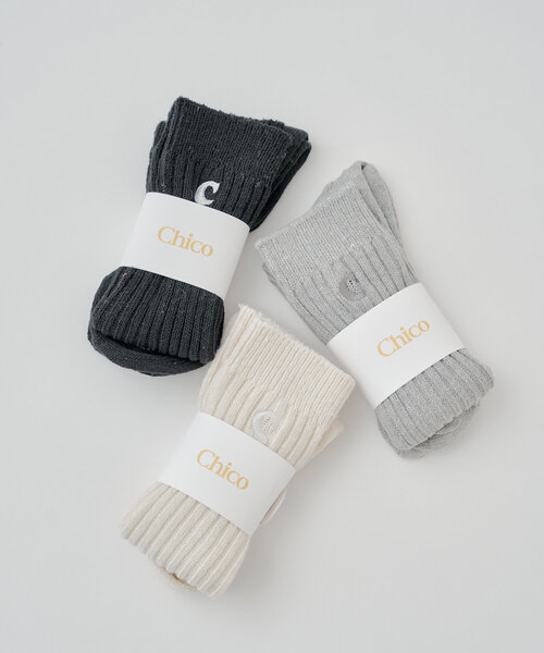 Chico（チコ）の「刺繡入りルーズソックス（ソックス/靴下・レディース・グレー/アイボリー/ブラック・FREE）」の18枚目の写真
