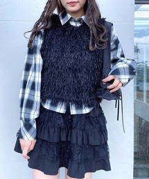 AS KNOW AS plus | ●ふわふわアソートデザインベスト(フェザー、フリンジ）(ベスト)