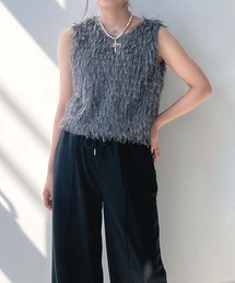 Our洗えるフリンジベスト チャコールグレー 洗えるフリンジベスト – OURHOME