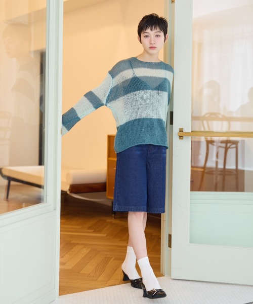 haek(ハク)の「half denim pants/ハーフデニムパンツ(デニムパンツ・レディース・ピンク/ブルー・MEDIUM/SMALL)」の7枚目の写真