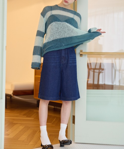 haek(ハク)の「half denim pants/ハーフデニムパンツ(デニムパンツ・レディース・ピンク/ブルー・MEDIUM/SMALL)」の8枚目の写真