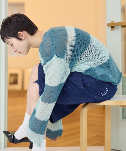 haek(ハク)の「half denim pants/ハーフデニムパンツ(デニムパンツ・レディース・ピンク/ブルー・MEDIUM/SMALL)」の16枚目の写真