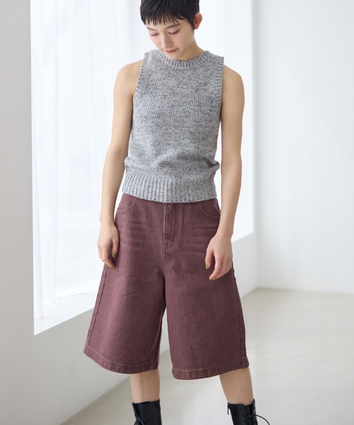 haek(ハク)の「half denim pants/ハーフデニムパンツ(デニムパンツ・レディース・ピンク/ブルー・MEDIUM/SMALL)」の4枚目の写真