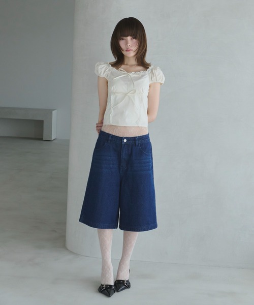 パンツ Denim half pants セール】Vintage style denim half pants / ヴィンテージ風