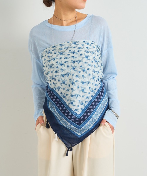 un dix cors（アンディコール）の「パネルプリントタッセル付きストール（ストール/ショール・レディース・グリーン/ネイビー・FREE）」の16枚目の写真