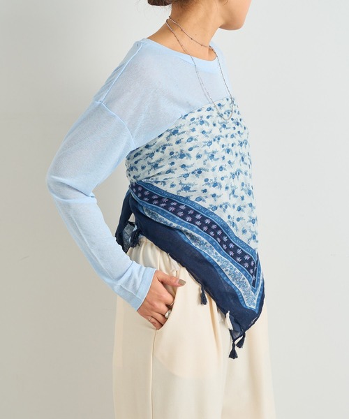 un dix cors（アンディコール）の「パネルプリントタッセル付きストール（ストール/ショール・レディース・グリーン/ネイビー・FREE）」の17枚目の写真