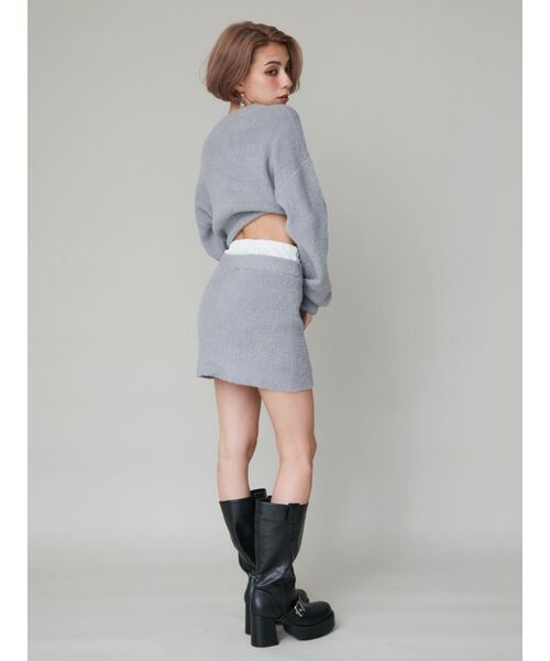 EVRIS(エヴリス)の「【インナーショーパン付】ダブルウエストファンシーヤーンミニスカート(スカート・レディース・グレー/ブラック・FREE)」の6枚目の写真