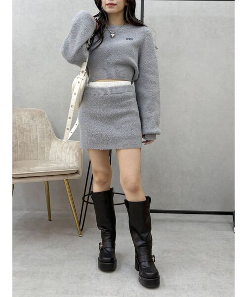 EVRIS(エヴリス)の「【インナーショーパン付】ダブルウエストファンシーヤーンミニスカート(スカート・レディース・グレー/ブラック・FREE)」の10枚目の写真