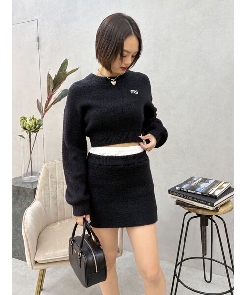 EVRIS(エヴリス)の「【インナーショーパン付】ダブルウエストファンシーヤーンミニスカート(スカート・レディース・グレー/ブラック・FREE)」の13枚目の写真