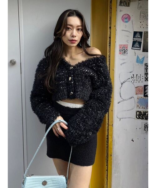 EVRIS(エヴリス)の「【インナーショーパン付】ダブルウエストファンシーヤーンミニスカート(スカート・レディース・グレー/ブラック・FREE)」の16枚目の写真