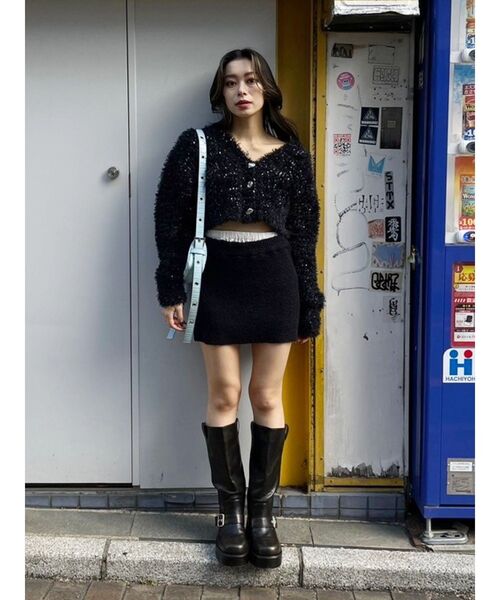 EVRIS(エヴリス)の「【インナーショーパン付】ダブルウエストファンシーヤーンミニスカート(スカート・レディース・グレー/ブラック・FREE)」の18枚目の写真