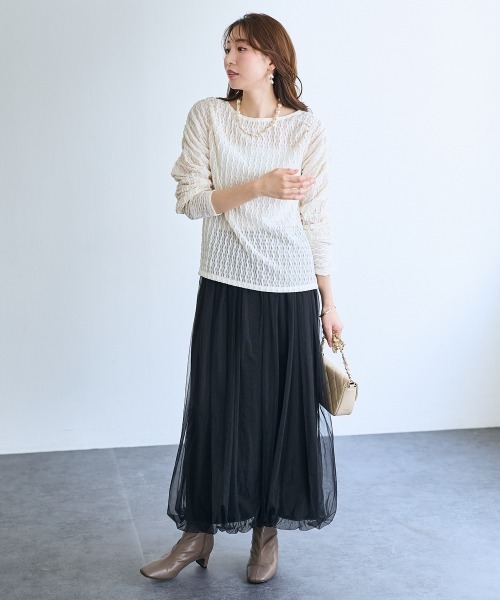 SMILE LAND（スマイルランド）の「袖ギャザートップス＜大きいサイズ有＞【OtonaSMILE】（Tシャツ/カットソー・レディース・ホワイト/ブラック・M/L/LL/3L/4L/5L）」の21枚目の写真