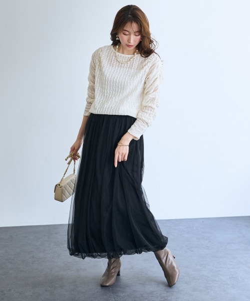 SMILE LAND（スマイルランド）の「袖ギャザートップス＜大きいサイズ有＞【OtonaSMILE】（Tシャツ/カットソー・レディース・ホワイト/ブラック・M/L/LL/3L/4L/5L）」の7枚目の写真