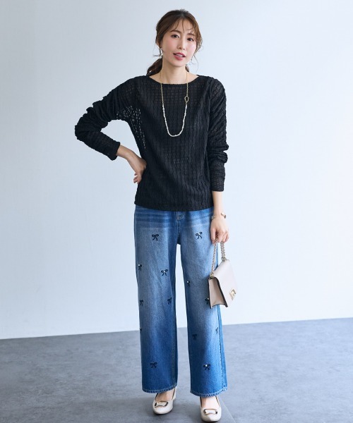 SMILE LAND（スマイルランド）の「袖ギャザートップス＜大きいサイズ有＞【OtonaSMILE】（Tシャツ/カットソー・レディース・ホワイト/ブラック・M/L/LL/3L/4L/5L）」の10枚目の写真