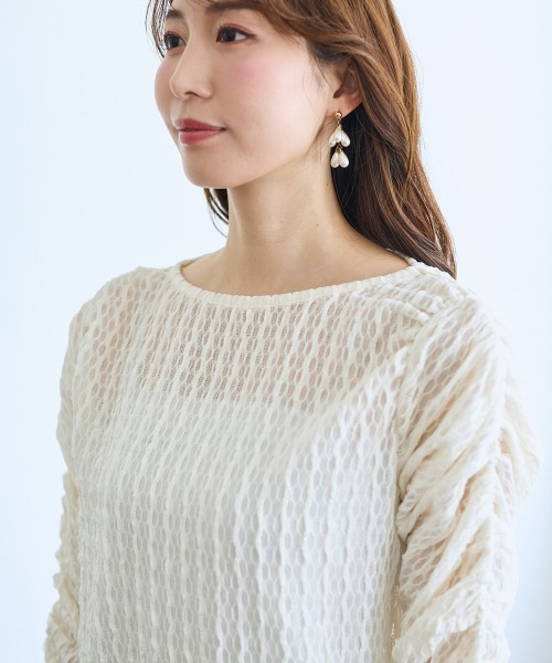 SMILE LAND（スマイルランド）の「袖ギャザートップス＜大きいサイズ有＞【OtonaSMILE】（Tシャツ/カットソー・レディース・ホワイト/ブラック・M/L/LL/3L/4L/5L）」の14枚目の写真