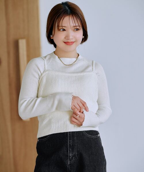 COHINA（コヒナ）の「モールキャミボレロセット 【低身長・小柄女性】（ニット/セーター・レディース・ネイビー/ピンク/ホワイト・ONE SIZE）」の5枚目の写真