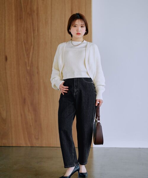 COHINA（コヒナ）の「モールキャミボレロセット 【低身長・小柄女性】（ニット/セーター・レディース・ネイビー/ピンク/ホワイト・ONE SIZE）」の7枚目の写真