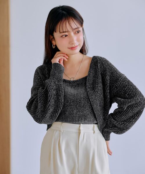 COHINA（コヒナ）の「モールキャミボレロセット 【低身長・小柄女性】（ニット/セーター・レディース・ネイビー/ピンク/ホワイト・ONE SIZE）」の14枚目の写真