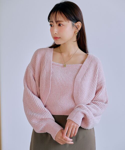 COHINA（コヒナ）の「モールキャミボレロセット 【低身長・小柄女性】（ニット/セーター・レディース・ネイビー/ピンク/ホワイト・ONE SIZE）」の9枚目の写真