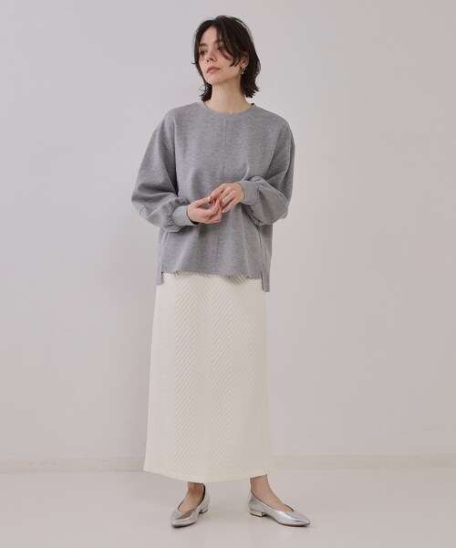OPAQUE.CLIP（オペークドットクリップ）の「◆ボリュームスリーブトップス【洗濯機洗い可】（Tシャツ/カットソー・レディース・ホワイト/ライトベージュ/グレー/ブラック・38/40/42）」の9枚目の写真
