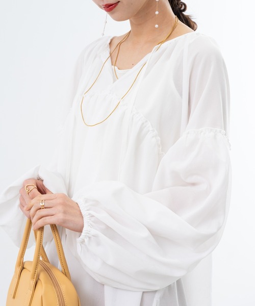 refinedworks(リファインドワークス)の「【refinedworks】軽い着心地 が 魅力的な ボイルブラウス !(シャツ/ブラウス・レディース・ブルー/オフホワイト/ブラック・FREE)」の4枚目の写真