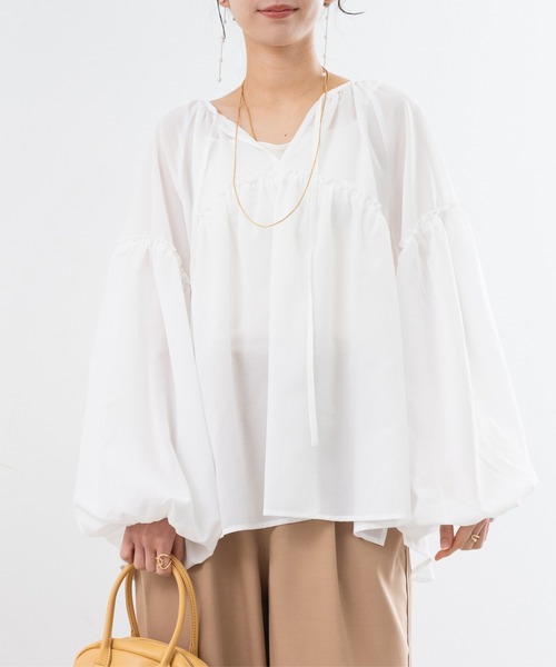 refinedworks(リファインドワークス)の「【refinedworks】軽い着心地 が 魅力的な ボイルブラウス !(シャツ/ブラウス・レディース・ブルー/オフホワイト/ブラック・FREE)」の5枚目の写真