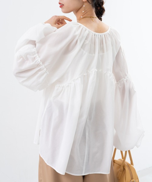 refinedworks(リファインドワークス)の「【refinedworks】軽い着心地 が 魅力的な ボイルブラウス !(シャツ/ブラウス・レディース・ブルー/オフホワイト/ブラック・FREE)」の7枚目の写真