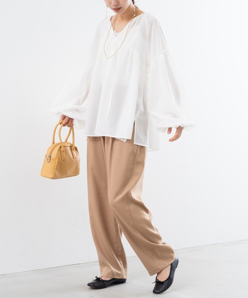 refinedworks(リファインドワークス)の「【refinedworks】軽い着心地 が 魅力的な ボイルブラウス !(シャツ/ブラウス・レディース・ブルー/オフホワイト/ブラック・FREE)」の10枚目の写真