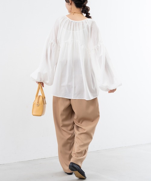 refinedworks(リファインドワークス)の「【refinedworks】軽い着心地 が 魅力的な ボイルブラウス !(シャツ/ブラウス・レディース・ブルー/オフホワイト/ブラック・FREE)」の11枚目の写真