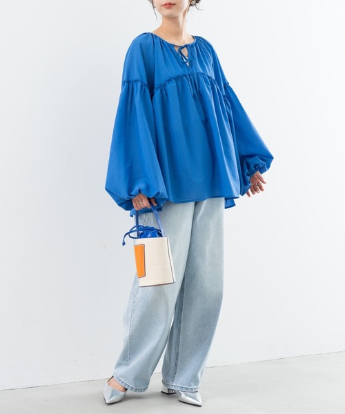 refinedworks(リファインドワークス)の「【refinedworks】軽い着心地 が 魅力的な ボイルブラウス !(シャツ/ブラウス・レディース・ブルー/オフホワイト/ブラック・FREE)」の14枚目の写真
