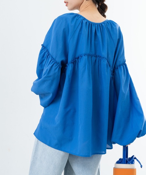 refinedworks(リファインドワークス)の「【refinedworks】軽い着心地 が 魅力的な ボイルブラウス !(シャツ/ブラウス・レディース・ブルー/オフホワイト/ブラック・FREE)」の16枚目の写真