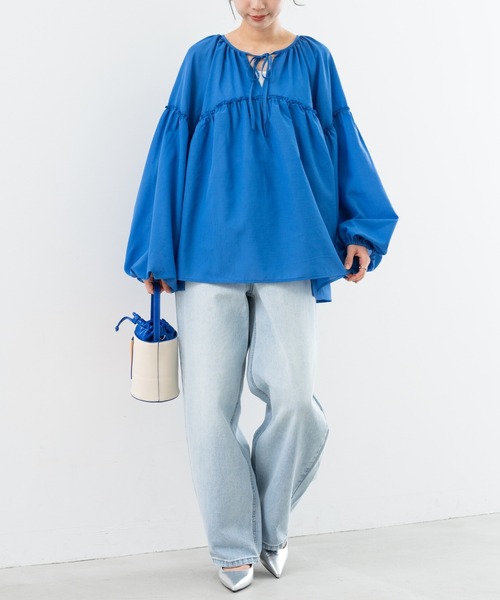 refinedworks(リファインドワークス)の「【refinedworks】軽い着心地 が 魅力的な ボイルブラウス !(シャツ/ブラウス・レディース・ブルー/オフホワイト/ブラック・FREE)」の18枚目の写真