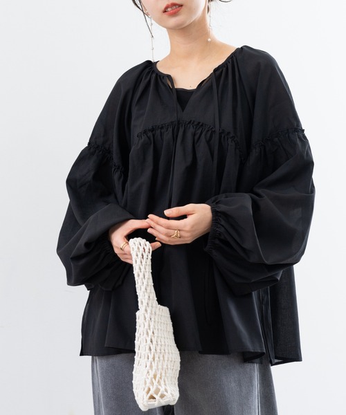 refinedworks(リファインドワークス)の「【refinedworks】軽い着心地 が 魅力的な ボイルブラウス !(シャツ/ブラウス・レディース・ブルー/オフホワイト/ブラック・FREE)」の22枚目の写真