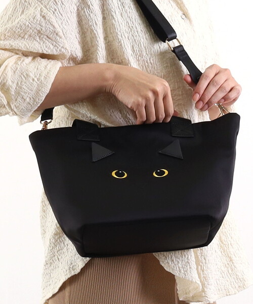 COOCO（クーコ）の「CAT's eye刺繍2WAYトートバッグ（トートバッグ・レディース・ブラック/グレー/ベージュ・FREE）」の2枚目の写真