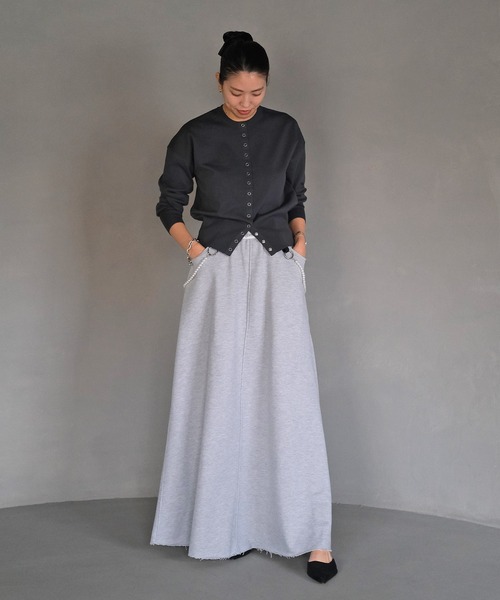 AKTE(アクテ)の「スウェットマキシスカート(スカート・レディース・アイボリー/ブラック/グレー・1/2/2T)」の6枚目の写真