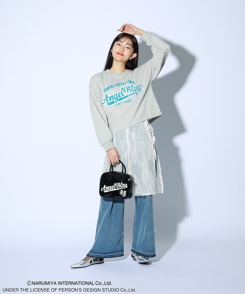 3394. JEANS ブルオーバスウェット セール】ANGEL BLUE長袖ロゴ刺繍プルオーバー（スウェット