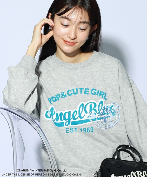 セール】ANGEL BLUE長袖ロゴ刺繍プルオーバー（スウェット