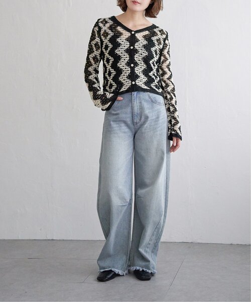 notch.(ノッチ)の「クロシェVネックカーディガン(カーディガン/ボレロ・レディース・ブラック・M)」の4枚目の写真
