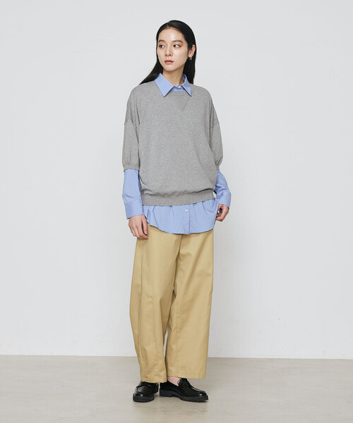 COMME CA（コムサ）の「強撚天竺編 ニットプルオーバー（ニット/セーター・レディース・サックスブルー/トップグレー・FREE）」の4枚目の写真